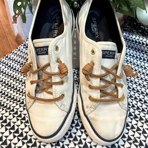 Womens Sperry white canvas sneakers, size 8